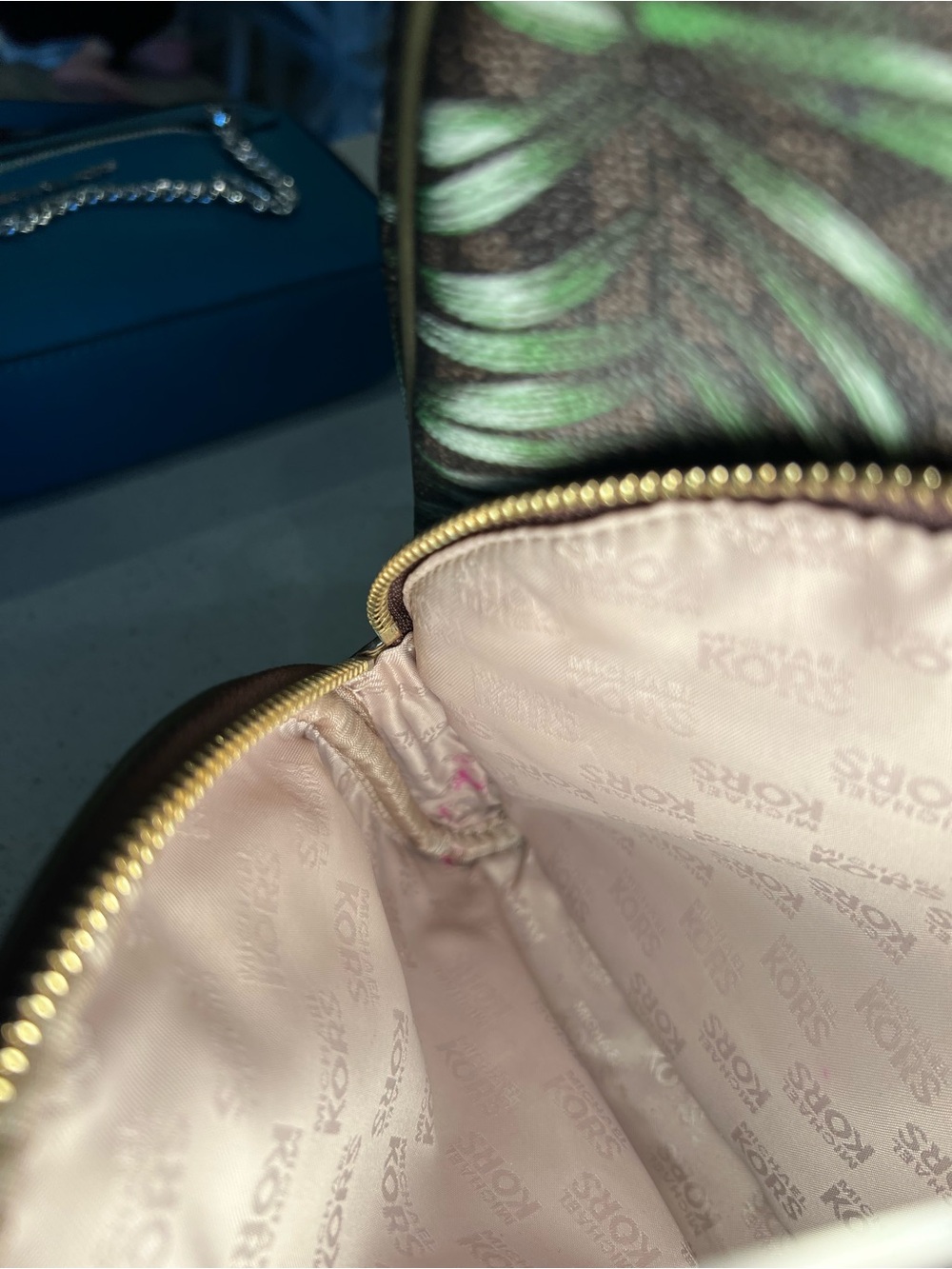 Michael Kors Abbey Medium Backpack in a green and brown - Picture 6 of 6
